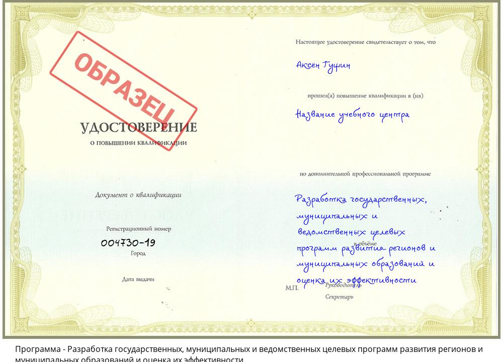 Разработка государственных, муниципальных и ведомственных целевых программ развития регионов и муниципальных образований и оценка их эффективности Троицк