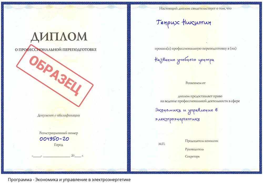 Экономика и управление в электроэнергетике Троицк