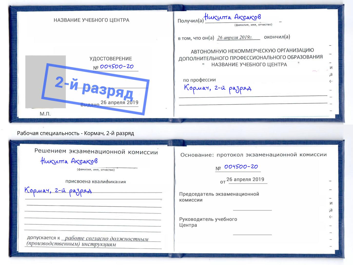 корочка 2-й разряд Кормач Троицк
