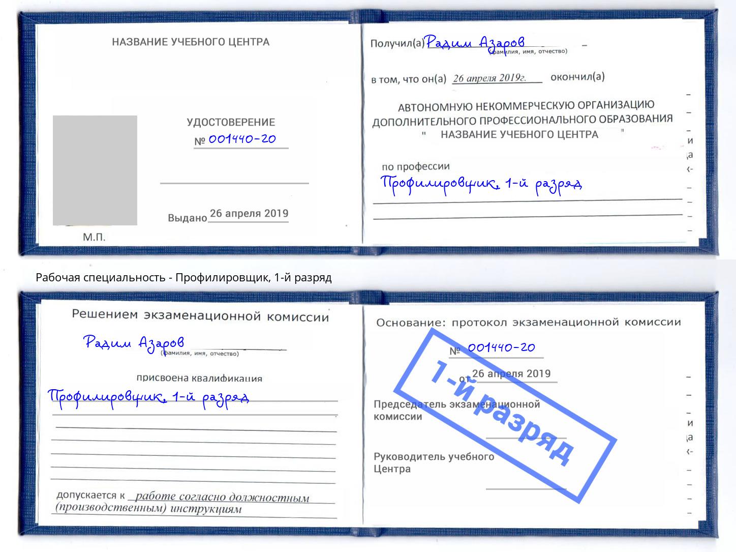 корочка 1-й разряд Профилировщик Троицк